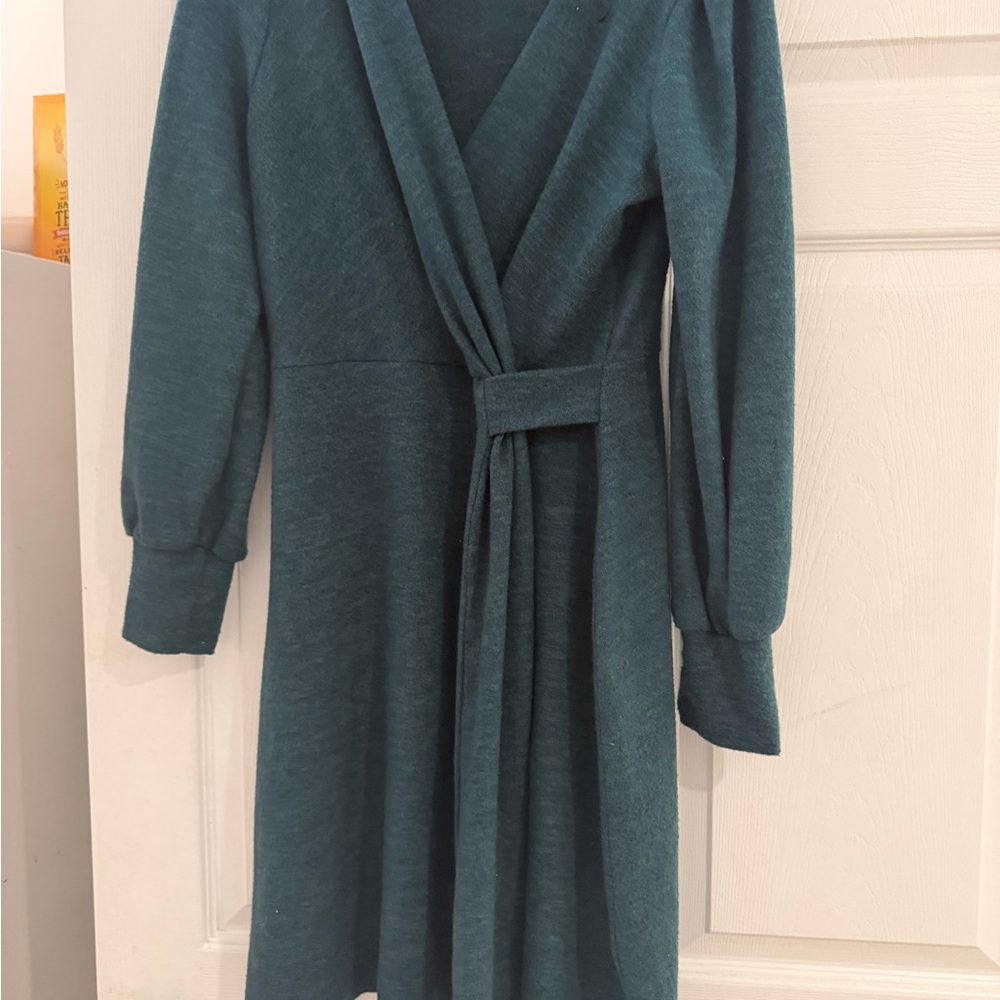 Kaileigh Teal Midi Wrap Dress